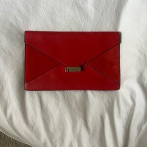 Celine Diamond  Red Leather Clutch